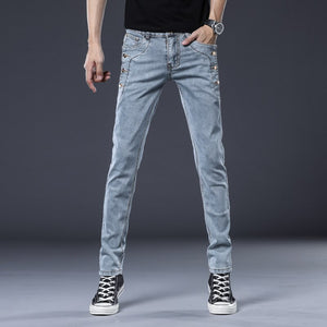 Men's Denim Zipper Fly Closure Hip Hop Mid Waist Solid Jeans