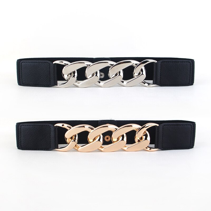 Women's PU Elastic Waist Closure Wide Trendy Waistband Belts