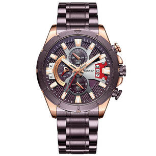 Men's Alloy Quartz Waterproof Clasp Closure Round Pattern Watch