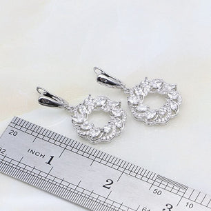 Women's 100% 925 Sterling Silver Zircon Round Classic Jewelry Set