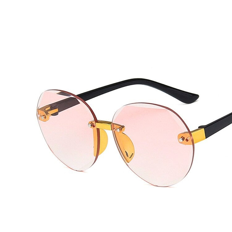 Kid's Plastic Frame Gradient Rimless Oval UV400 Shades Sunglasses