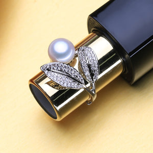 Women's 925 Sterling Silver Flower Pattern Pearl Elegant Ring