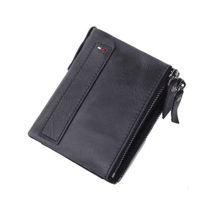 Men's Leather Inner Card Holder Zipper Hasp Closure Wallets