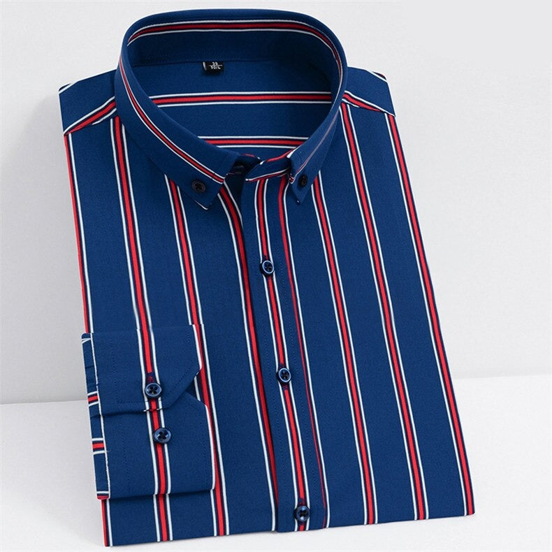 Men's Polyester Turndown Collar Long Sleeve Single Breasted Shirt