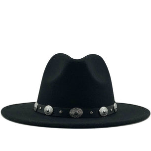 Women's Wool Rivet Ribbon Pattern Casual Wear Elegant Trendy Hat