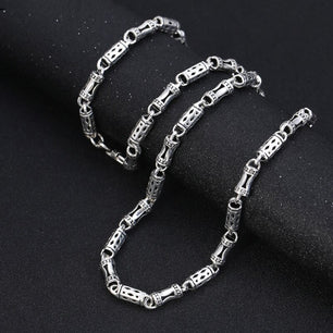 Men's 100% 925 Sterling Silver Link Chain Geometric Necklace