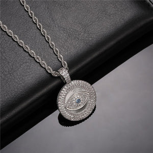 Men's Cubic Zirconia Copper Evil Eye Hip Hop Trendy Necklaces