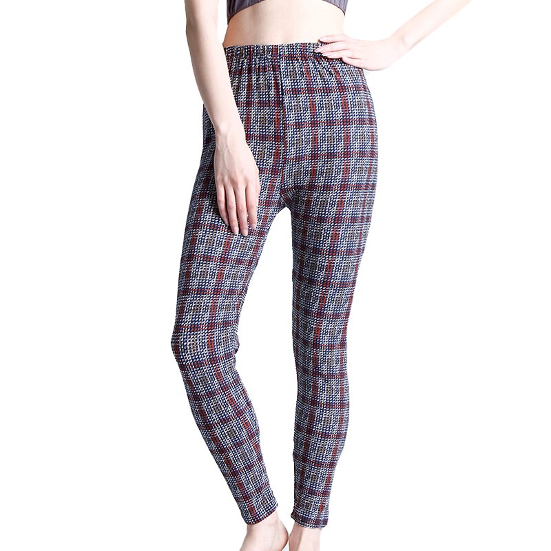 Women's Polyester High Waist Pattern Quick Dry Plaid Leggings