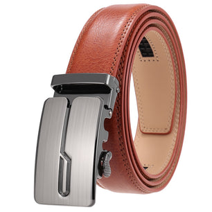 Men's Split Leather Buckle Closure Trendy Solid Pattern Belts