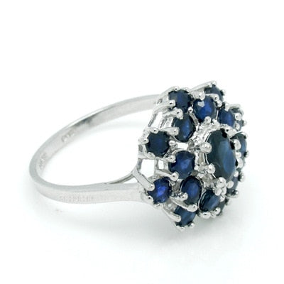 Women's 100% 925 Sterling Silver Natural Sapphire Luxury Ring