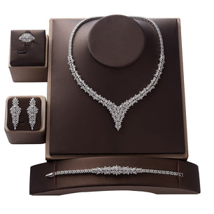 Women's Copper Cubic Zirconia Luxury Bridal Wedding Jewelry Set