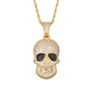 Men's Cubic Zirconia Copper Hip Hop Skull Pattern Necklaces