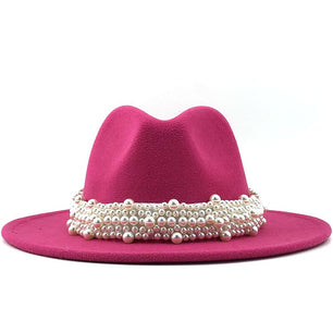 Women's Cotton Pearl Ribbon Pattern Casual Wear Party Elegant Hat