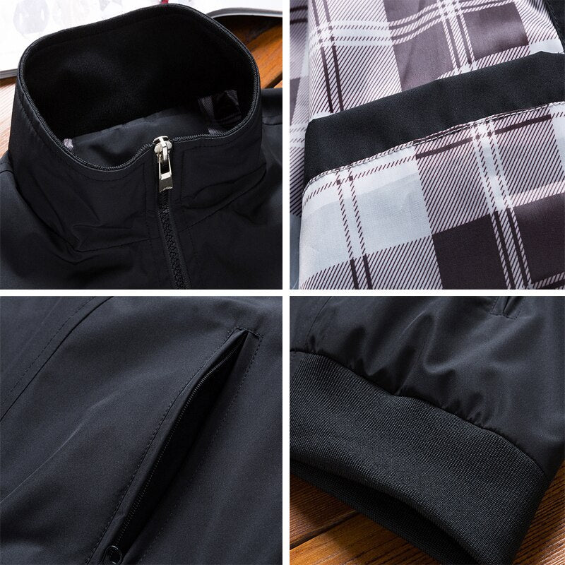 Men's Polyester Full Sleeves Zipper Closure Hip Hop Slim Jacket