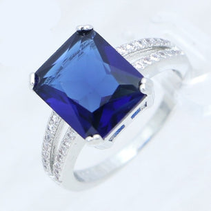 Women's 100% 925 Sterling Silver Sapphire Engagement Classic Ring