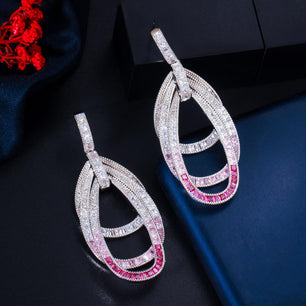 Women's Copper Cubic Zirconia Round Bohemia Drop Party Earrings