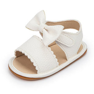 Baby Girl's PU Leather Peep Toe Anti-Slip Bowknot Crib Sandals