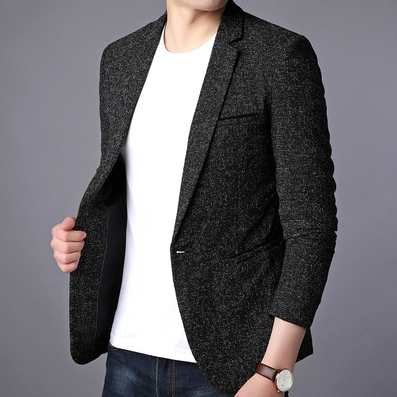 Men's Cotton Full Sleeves Single Breast Patchwork Pattern Blazers