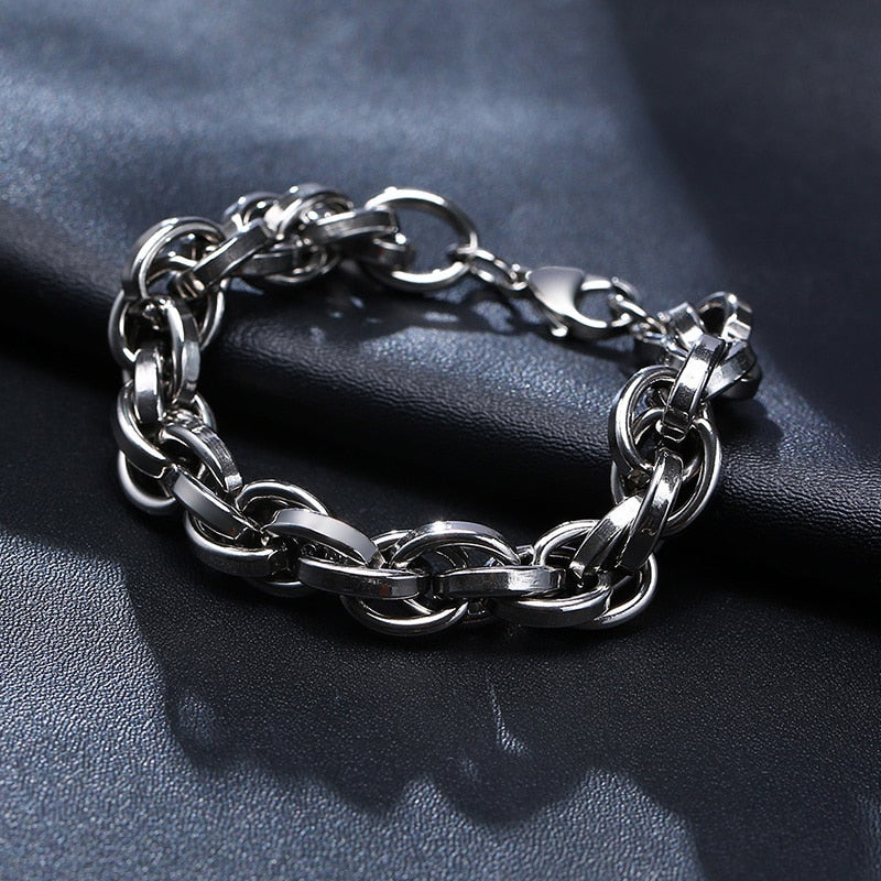 Men's Stainless Steel Link Chain Twisted Interlocked Bracelets