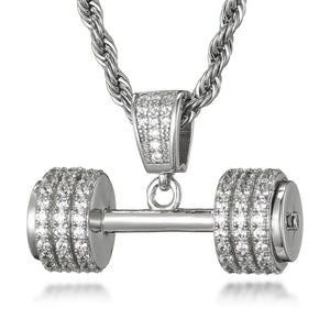 Men's Copper Link Chain Hip Hop Gym Fitness Dumbbell Necklaces