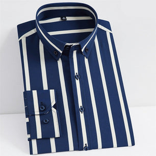 Men's Polyester Turndown Collar Long Sleeve Single Breasted Shirt