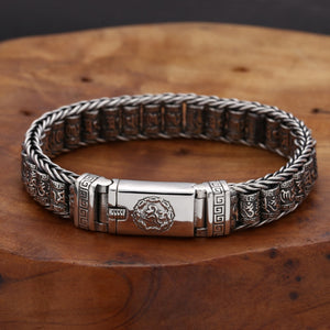 Men's 100% 925 Sterling Silver Geometric Pattern Trendy Bracelet