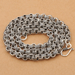 Men's 100% 925 Sterling Silver O-Chain Geometric Retro Necklace