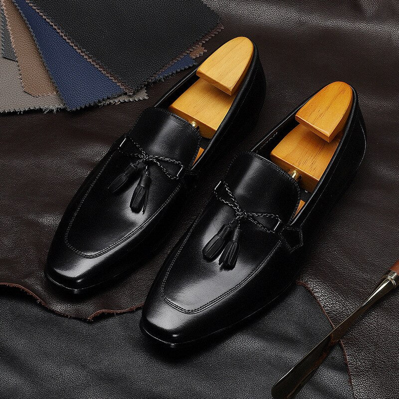 Men's Genuine Leather Pointed Toe Slip-On Closure Formal Shoes