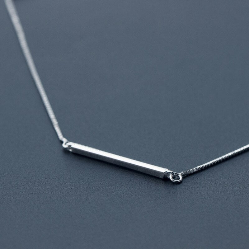 Women's 925 Sterling Silver Link Chain Geometric Pendant Necklace