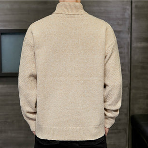 Men's Polyester Turtleneck Full Sleeves Knitted Casual Sweater