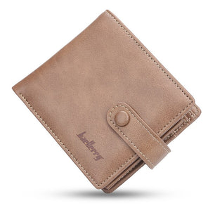 Men's Genuine Leather Plain Slit Pocket Bifold Hasp Closure Wallets