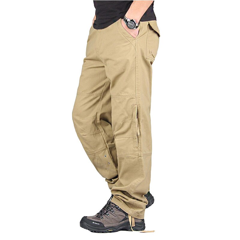 Men's Cotton Mid Waist Zipper Fly Closure Plain Casual Trousers