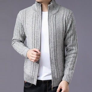 Men's Polyester Full Sleeves Zipper Closure Winter Causal Sweater