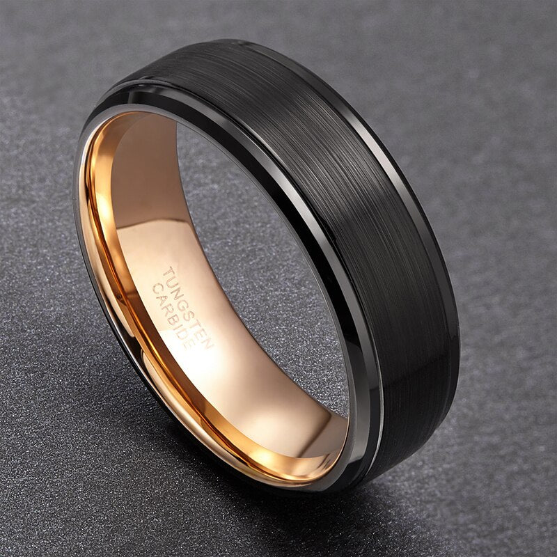 Men's 100% Tungsten Round Pattern Trendy Vintage Wedding Rings