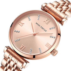 Women's Alloy Folding Clasp Round Luxury Quartz Wrist Watch