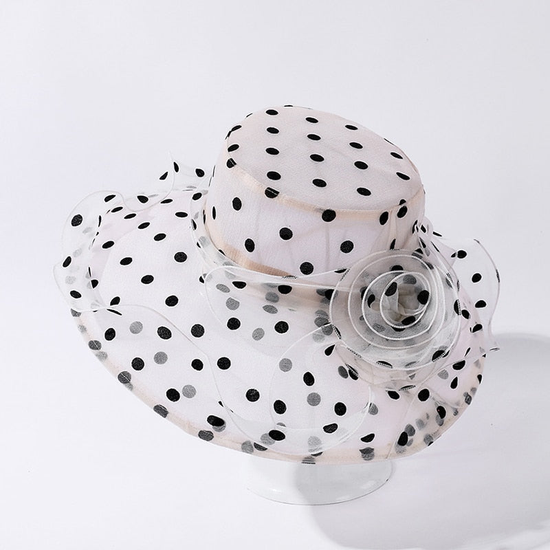 Women's Organza Dotted Pattern Sun Protection Elegant Flower Hats