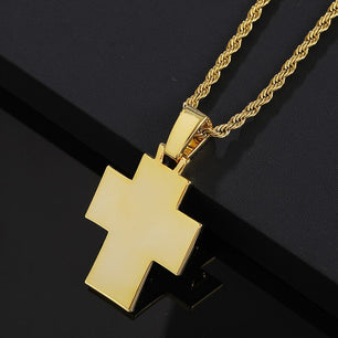 Men's Copper Cubic Zirconia Link Chain Hip Hop Cross Necklace