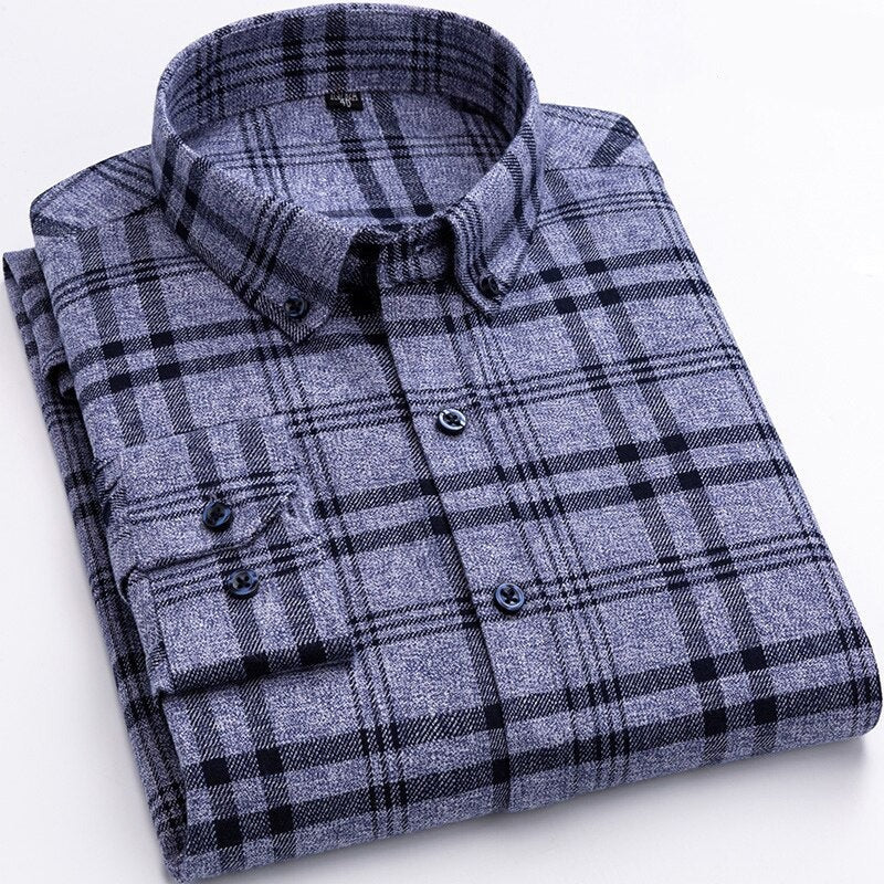 Men's Turndown Collar Single Breasted Plaid Pattern Casual Shirts