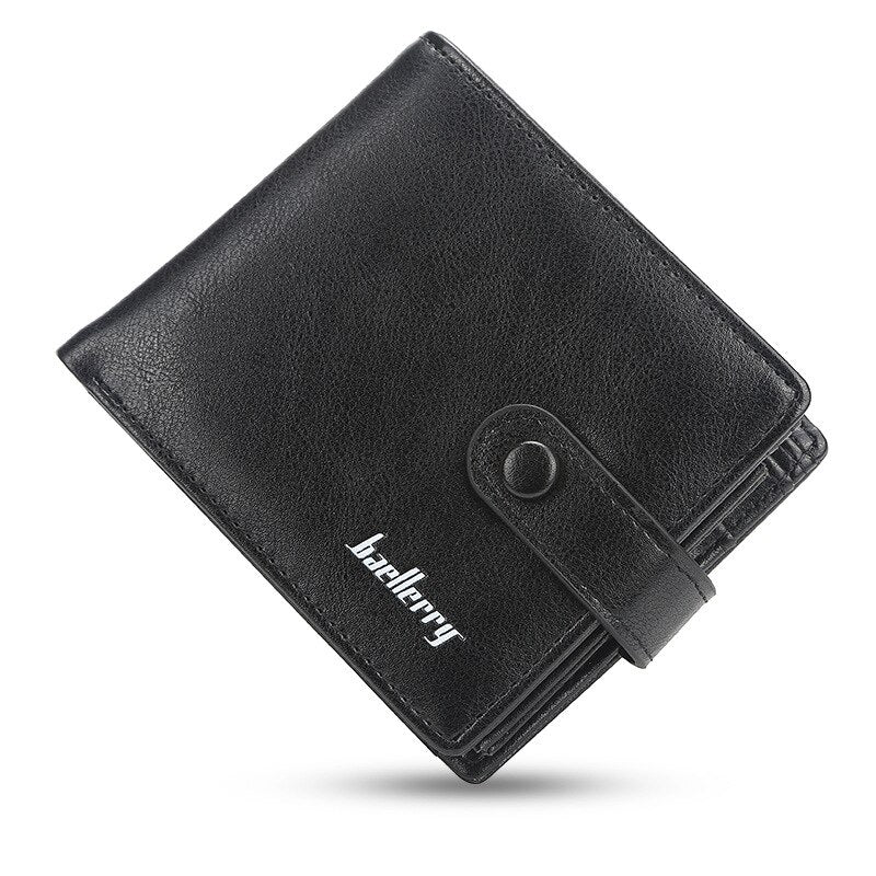 Men's Genuine Leather Plain Slit Pocket Bifold Hasp Closure Wallets