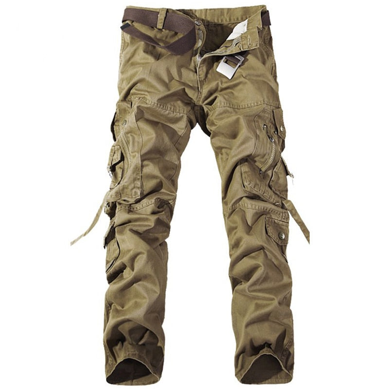 Men's Polyester Full Length Multi-Pocket Zipper Fly Casual Pants