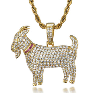 Men's Metal Copper Hip Hop Cubic Zircon Goat Shape Necklaces