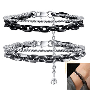 Men's Stainless Steel Lobster Clasp Round Vintage Bracelet