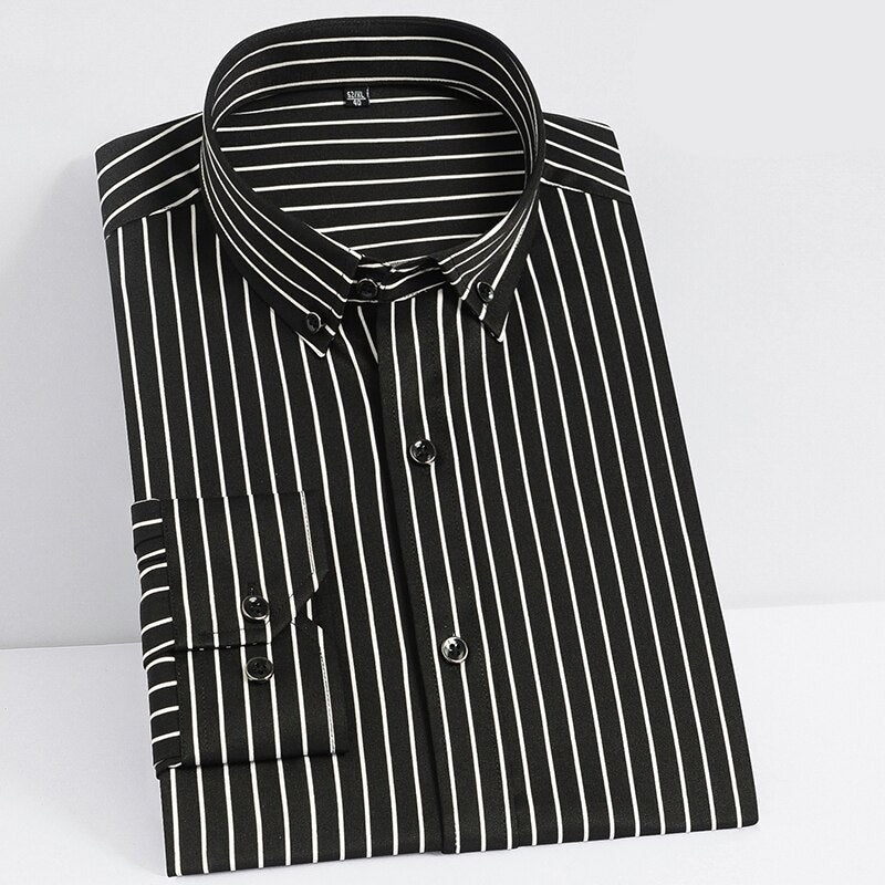 Men's Polyester Turndown Collar Long Sleeve Single Breasted Shirt