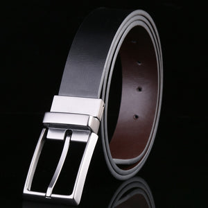 Men's Cowskin Leather Buckle Closure Luxury Solid Pattern Belts