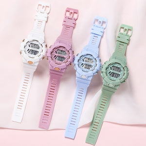 Kid's Alloy Case Buckle Clasp Round Shape Digital Sport Watches