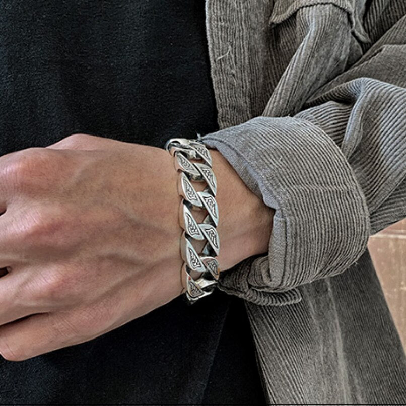 Men's 100% 925 Sterling Silver Chain Link Ethnic Bracelets