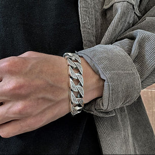 Men's 100% 925 Sterling Silver Chain Link Ethnic Bracelets