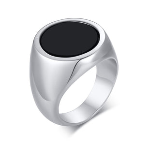 Men's Stainless Steel Metal Trendy Round Pattern Elegant Ring