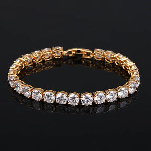 Women's Copper Crystal Link Chain Classic Round Wedding Bracelet