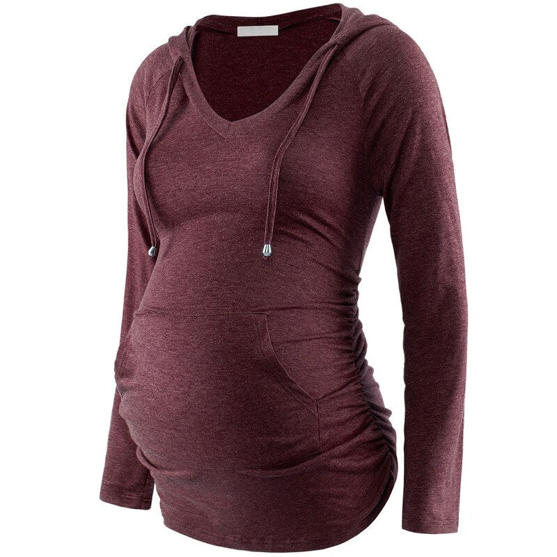 Women's Cotton V-Neck Full Sleeve Maternity Casual Sweatshirt